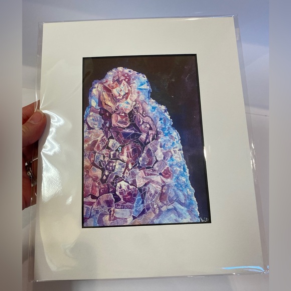 Amethyst Art Print on Card Stock 5” x 7” with white mat to fit 8 x 10” frame - Picture 3 of 3